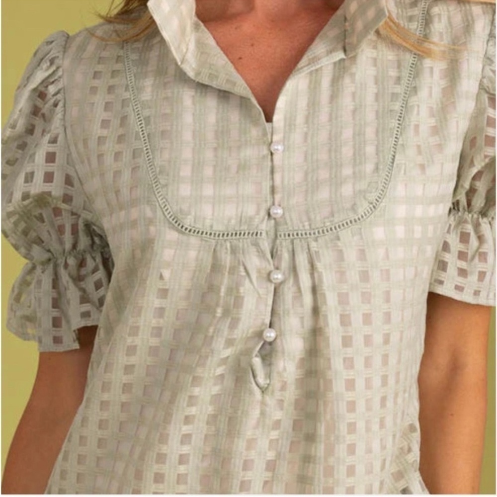 S’Edge Light Green Checkered Dress - Picture 6 of 9